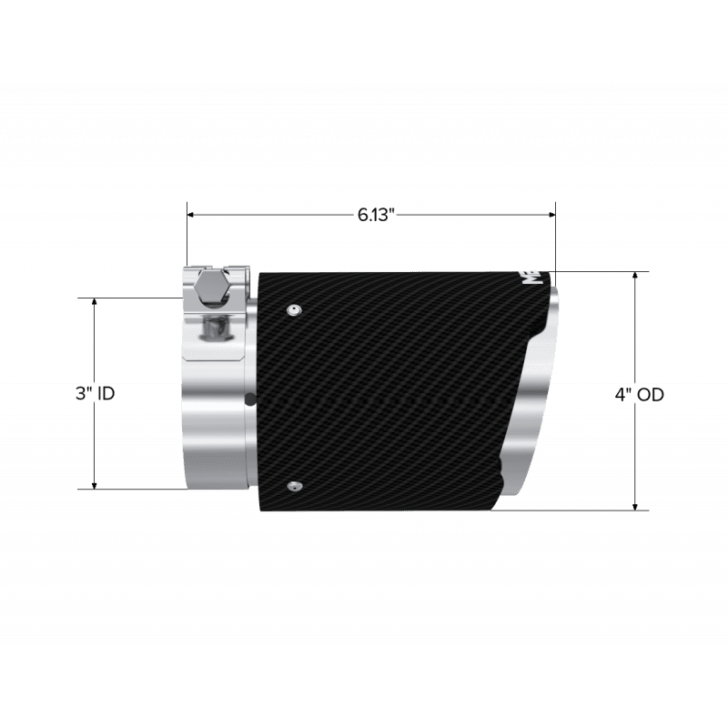 Exhaust Tip 3 Inch ID 4 Inch OD Out 6.13 Inch Length Angle Cut Dual Wall Carbon Fiber and Stainless Steel MBRP product image