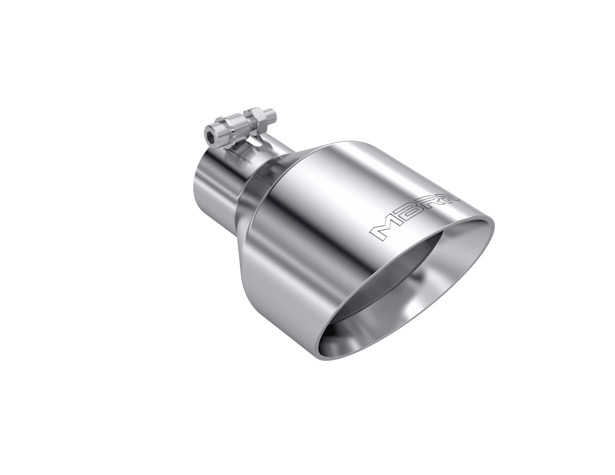 Armor Pro Exhaust Tip; 2.5 in. Inlet Diameter; 5 in. Outlet Diameter; 8 in. Length; Dual Wall; Angle Cut; T304 Stainless Steel; Sold In Pairs; product image