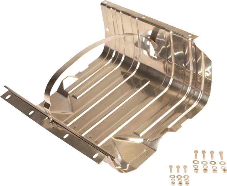 Jeep CJ/YJ Gas Tank Skid Plate with strap 76-90 CJ and Wrangler YJ Polished Silver Kentrol product image