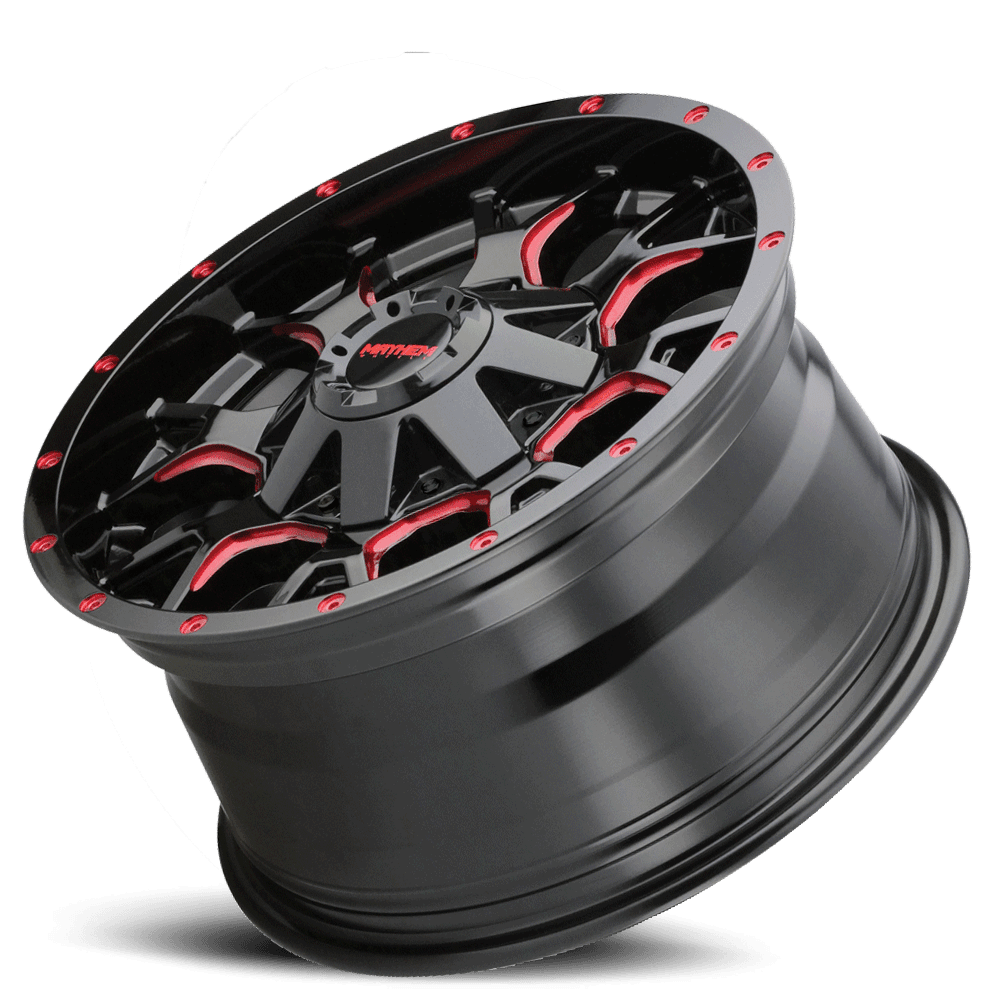 Mayhem Offroad Wheels Warrior 8015 RD 17x9 Prism Red Black -12 Off Set 5 Lug 4.53 BSM 87 Bore Cast Aluminum product image
