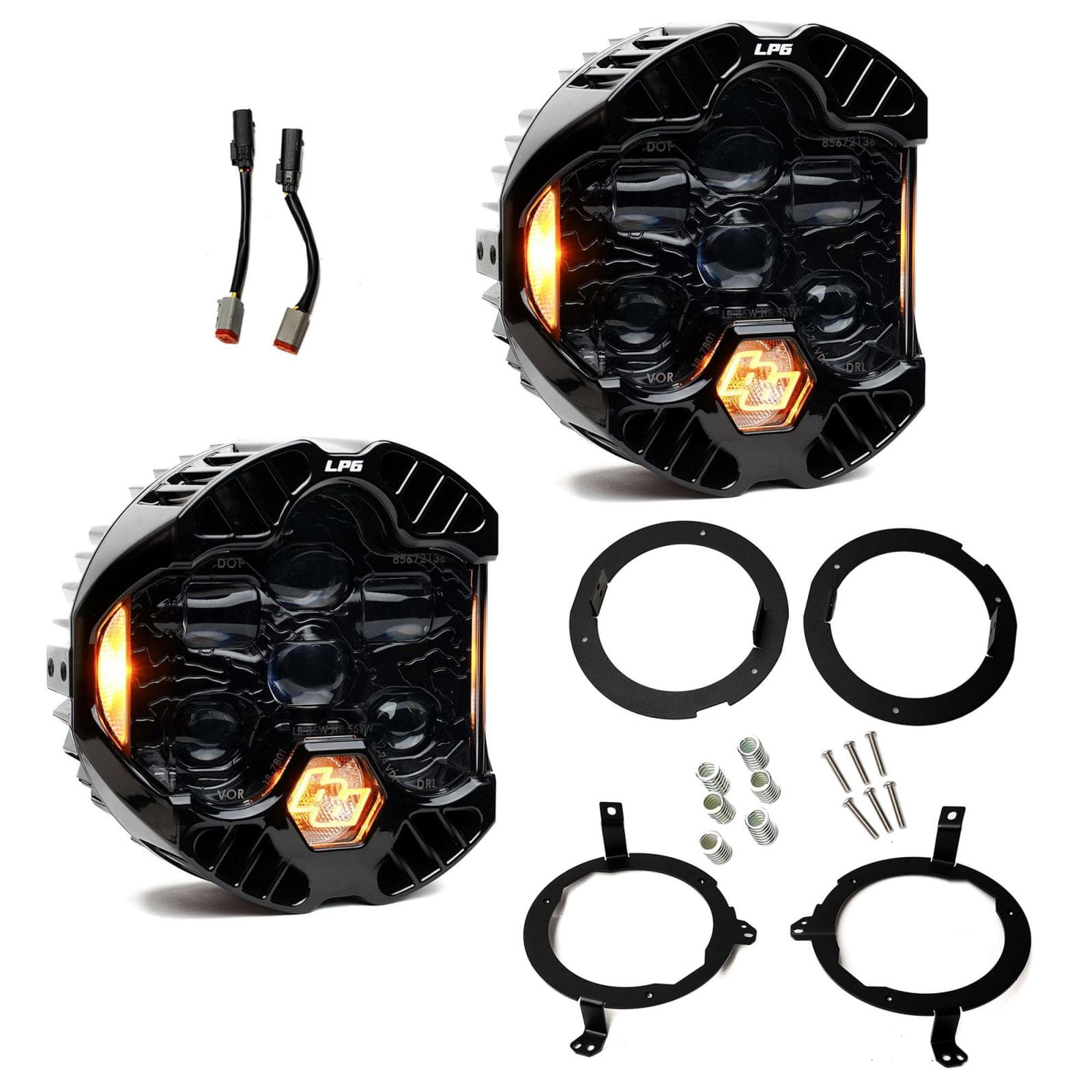 Baja Designs DOT LP6 LED Headlight Kit Jeep 2018-2025 Wrangler JL 2020-2025 Gladiator JT w/LED Headlights (Amber) Baja Designs