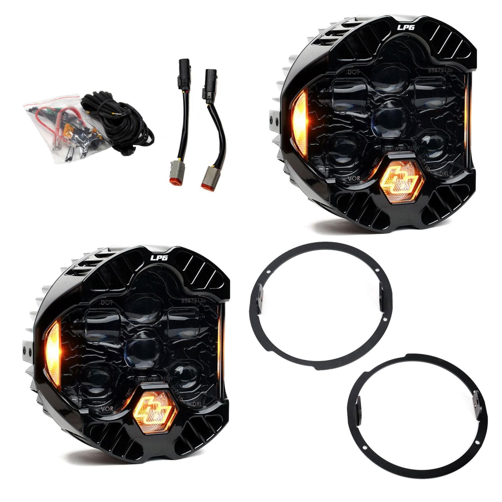 Baja Designs DOT LP6 LED Headlight Kit Jeep 2007-2018 Wrangler JK w/LED Headlights (Amber) Baja Designs
