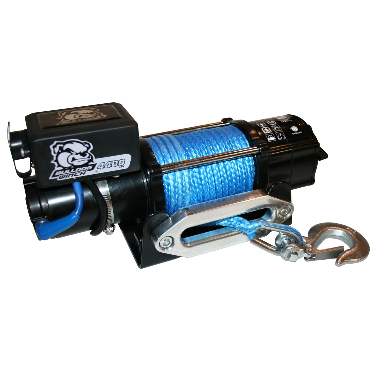 Bulldog Winch 4,400 LB Trailer/Utility Winch 50 Ft Synthetic Rope Hawse Fairlead Mount Plate Bulldog Winch