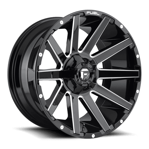 Aluminum Wheels 18X9 Contra D615 5 On 114.3/5 On 127 Gloss Black/Milled 78.1 Bore 1 Offset Multi Spoke Fuel Off Road Wheels product image