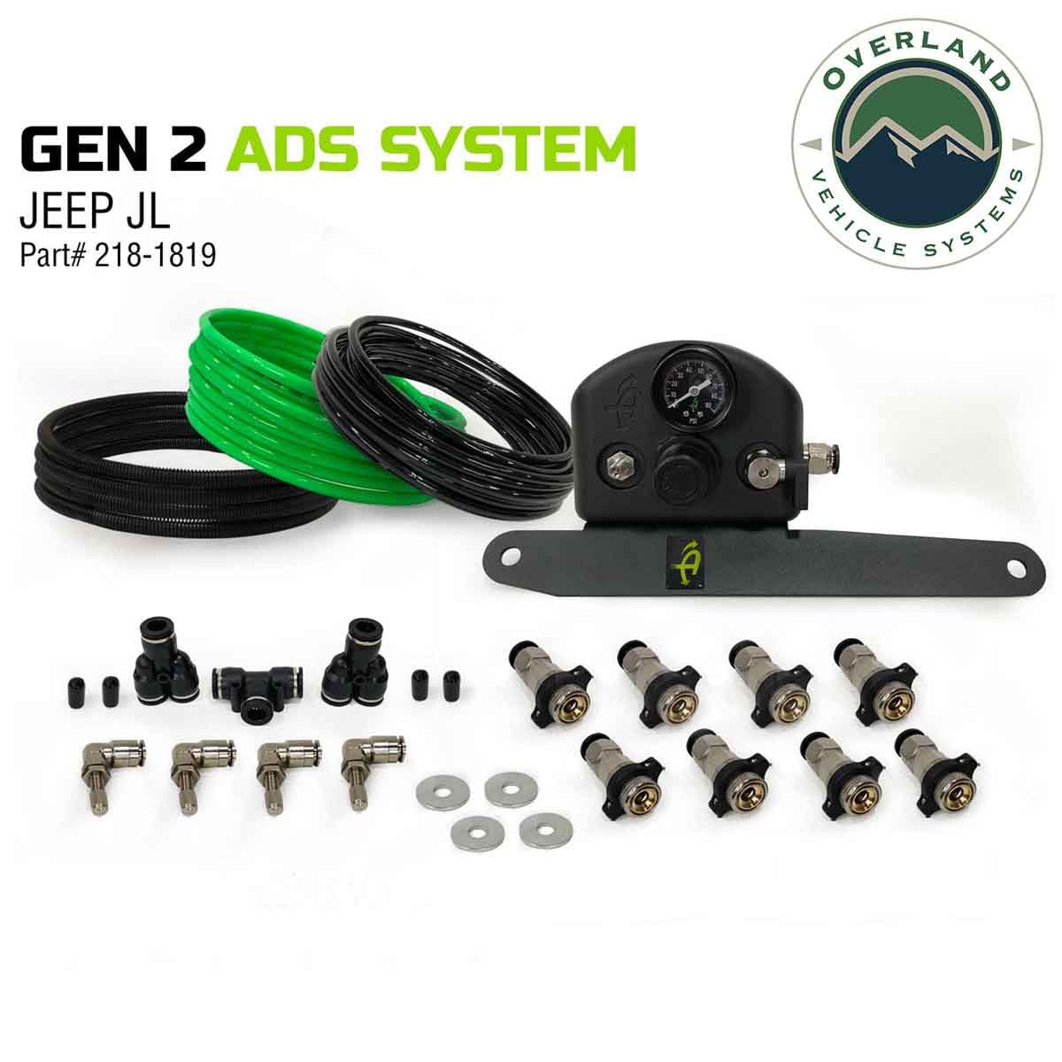 Jeep JK Tire Inflator System 4 Tire For 18-25 Jeep Wrangler 2/4 Door W/Engine Mount With Box, Fittings, Hoses and Storage Bag Black UP Down Air product image