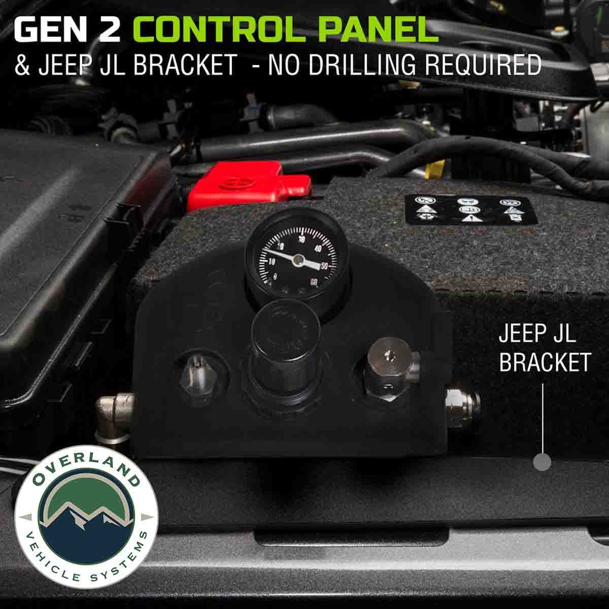 Jeep JK Tire Inflator System 4 Tire For 18-25 Jeep Wrangler 2/4 Door W/Engine Mount With Box, Fittings, Hoses and Storage Bag Black UP Down Air product image