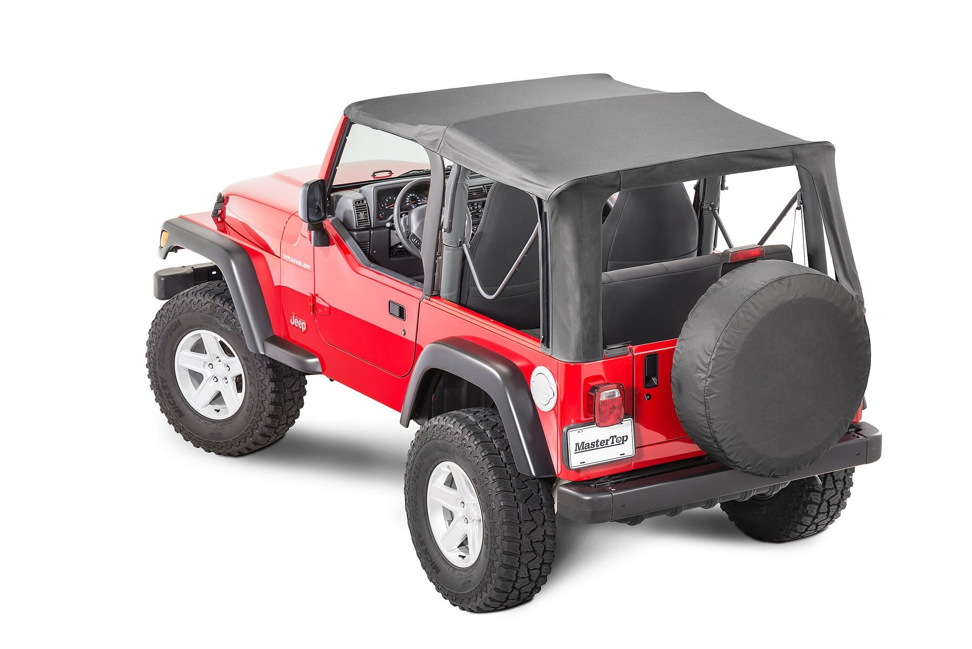 MasterTop Jeep TJ Replacement Top With Doorskins Tinted Glass For 97-06 Jeep Wrangler TJ Black Diamond MasterTop