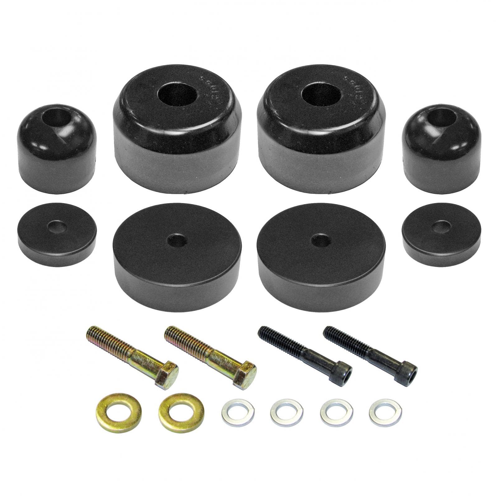 Bump Stop Kit 97-06 Wrangler TJ/LJ/XJ/MJ Front Includes Polyurethane Bump Stops Aluminum Spacers Hardware RockJock 4x4 product image