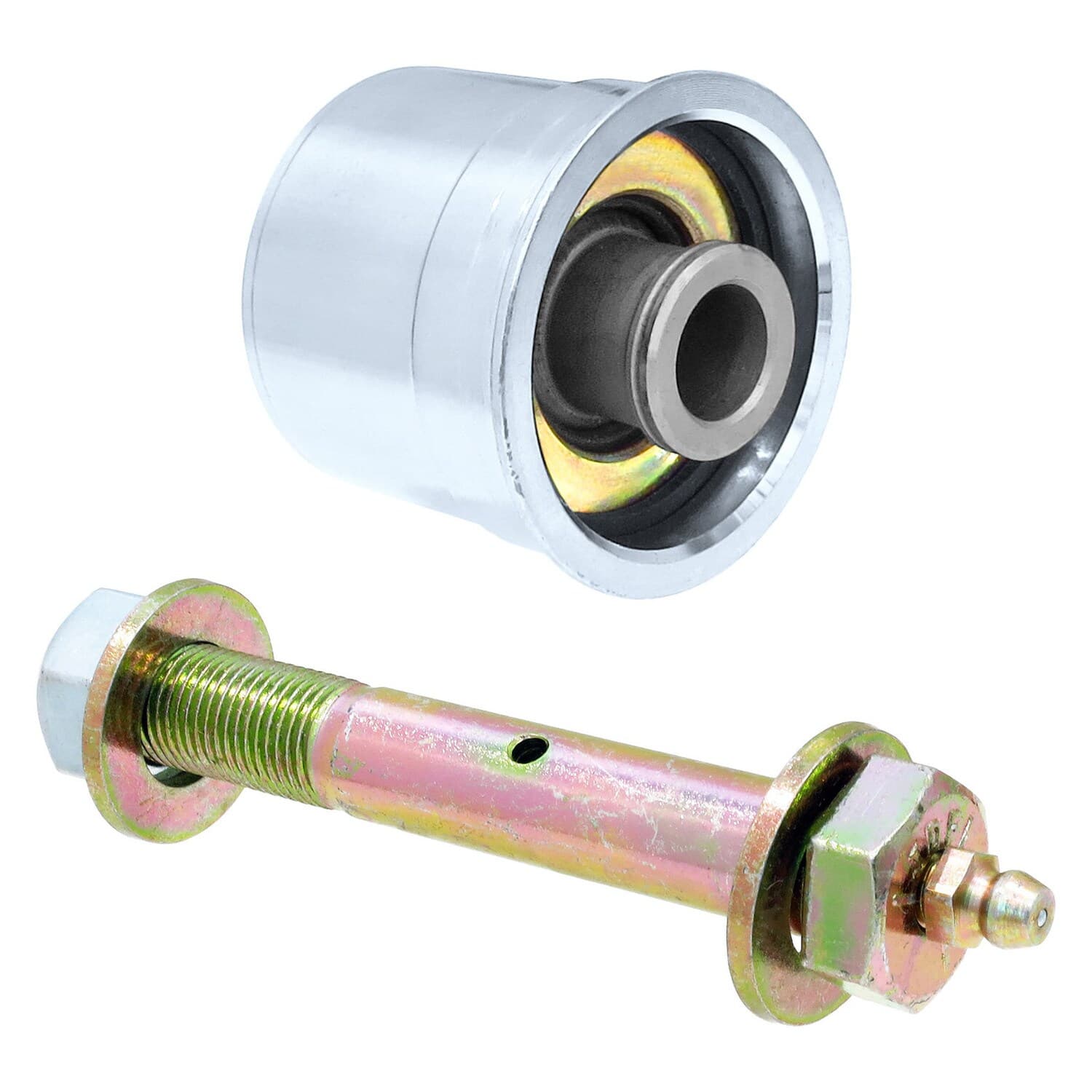 Rock Jock Johnny Joint Rod End 2 Inch Machined Press-In 2 Inch X .500 Inch Ball Internally Greased Incl. Greasable Bolt Fits JL/JT Front End Housing (All Factory Axle Housings) RockJock 4X4