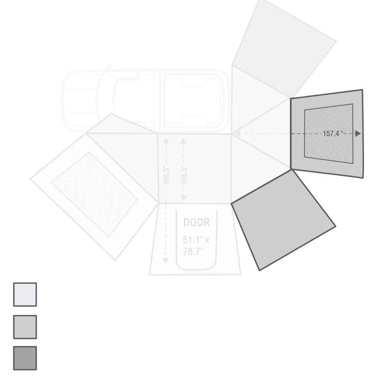 Overland Vehicle Systems Nomadic Awning 270 - Driver Side Wall 2 w/ Window - Dark Gray w/ Storage Bag product image