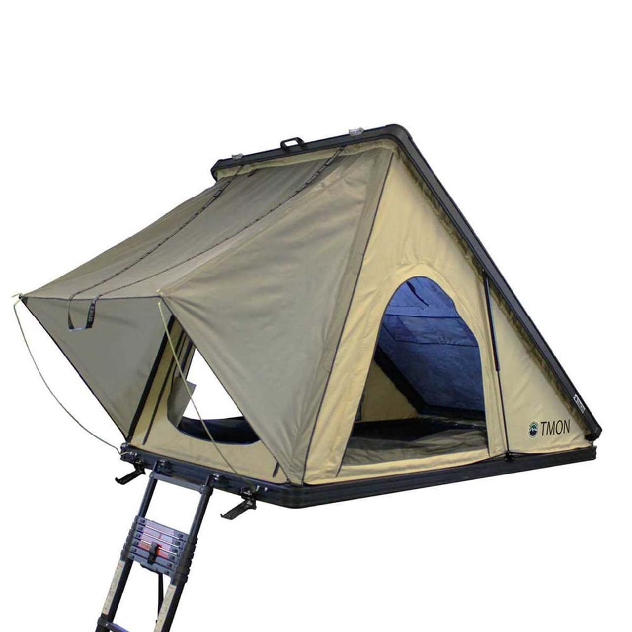 LD TMON - Clamshell Aluminum Roof Top Tent, 2 Person, Tan Body & Green Rainfly product image