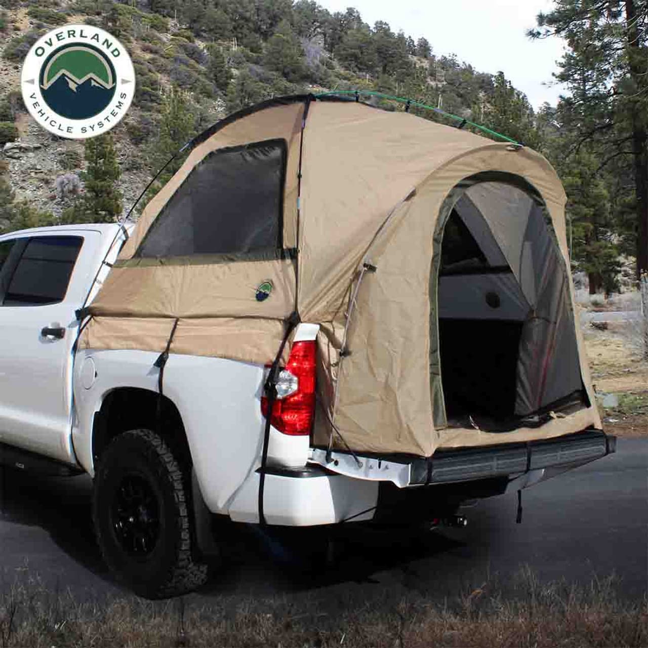 LD TACT - Bed Tent Mid Size 5.0-5.2 Foot, Tan Body and Green Rainfly Overland Vehicle Systems product image