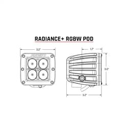 RIGID Radiance lighting family just got better with RBGW Pod Lights. A compact cube with the ability to toggle between eight available backlight options. Radiance+RBGW takes the customization of your vehicle to the next level. product image