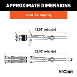 Curt Rambler Steel RV Tow Bar 7500 Lbs. 2 Inch Shank) Includes Tow Bar Safety Cables Hitch Pin and Clip RockJock 4X4 product image