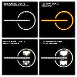 Spyder Auto Ford Bronco 2021 - 2024 Compatible With Both Halogen And LED Model High-Power LED Module (High Beam And Low Beam) Equipped Headlights - Greeting Light Show Animation - Sequential Switchback LED Turn Signal Lights - LED Crystal Light Bar Parking Lights - L