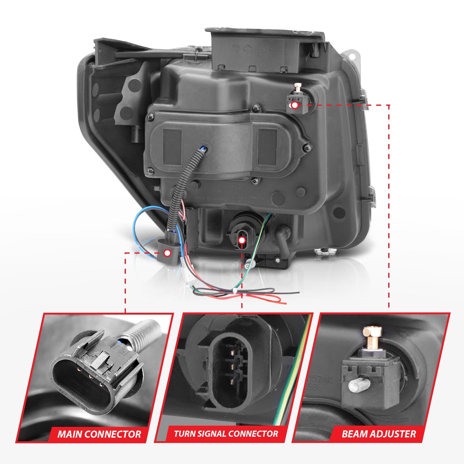 Projector Headlight Set w/Halo; Clear Lens; Chrome Housing; G2; RX Halo; w/LED Turn Signal/Parking/Projector/Halo; Pair; product image
