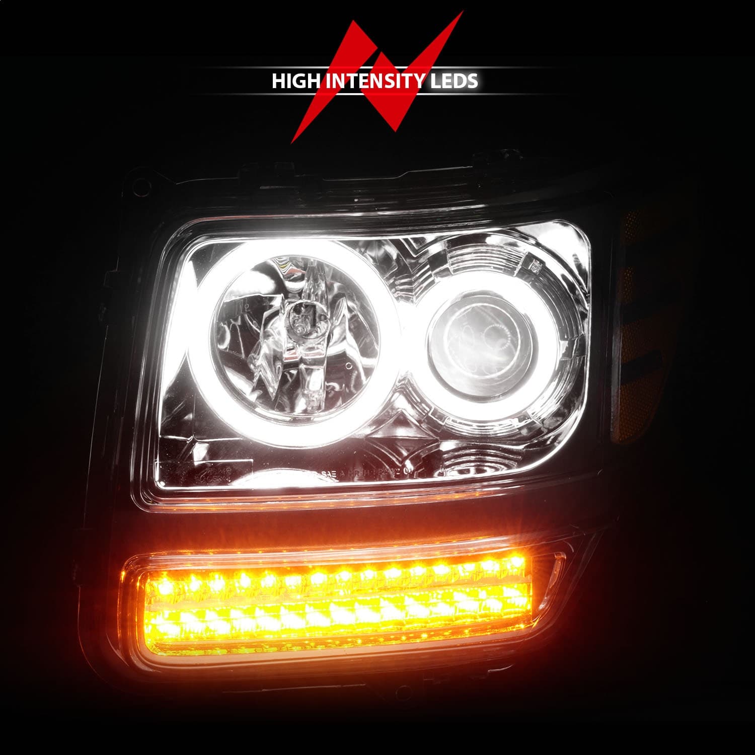 Projector Headlight Set w/Halo; Clear Lens; Chrome Housing; G2; RX Halo; w/LED Turn Signal/Parking/Projector/Halo; Pair; product image