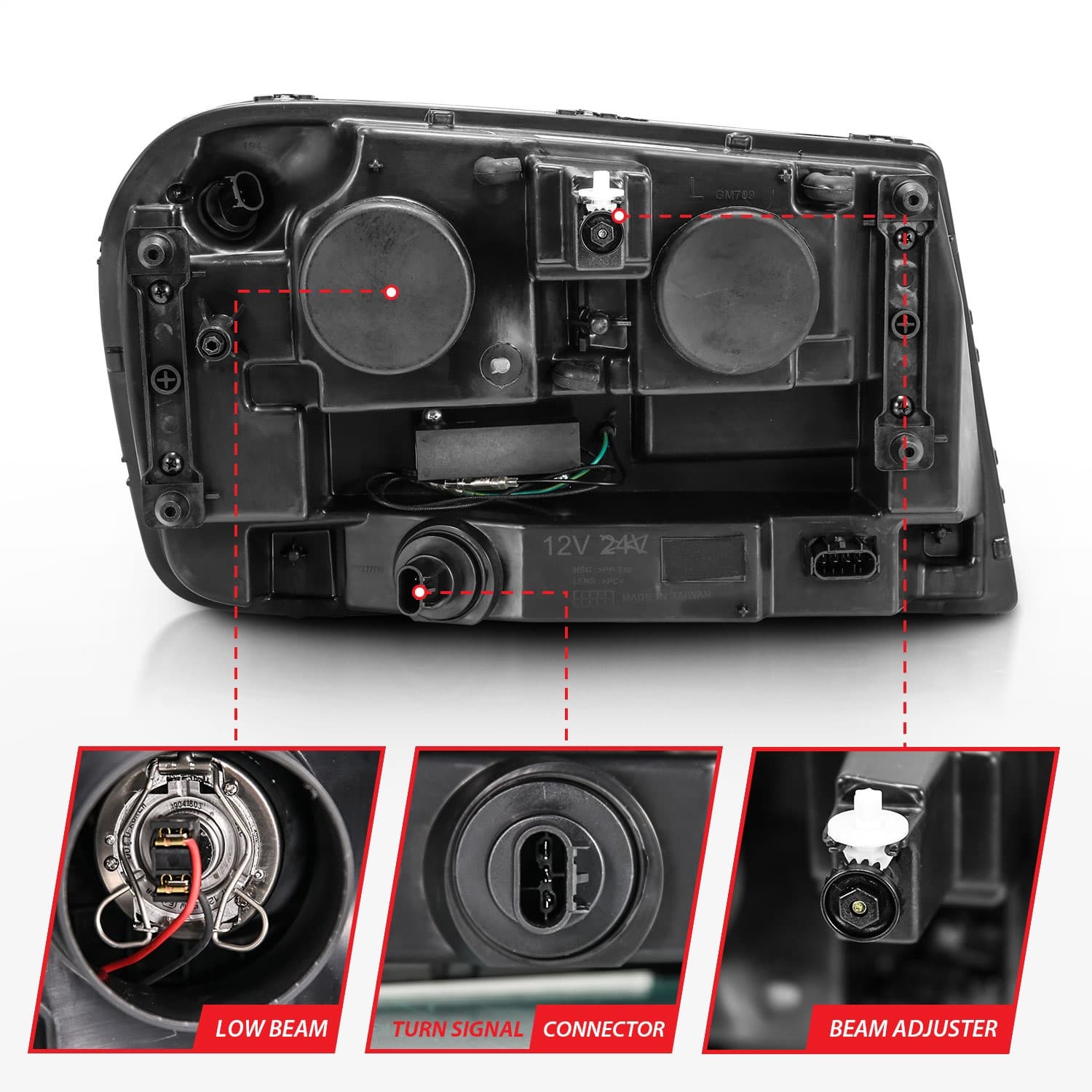 0609 TRAILBLAZER PROJECTOR HEADLIGHTS W/PLANK STYLE DESIGN BLACK W/AMBER product image