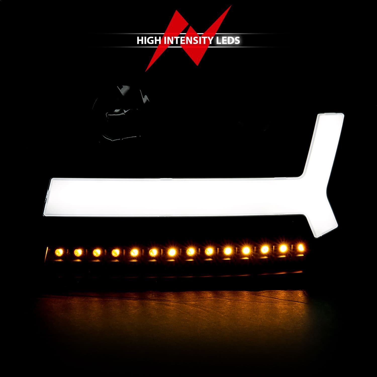 0609 TRAILBLAZER PROJECTOR HEADLIGHTS W/PLANK STYLE DESIGN BLACK W/AMBER product image