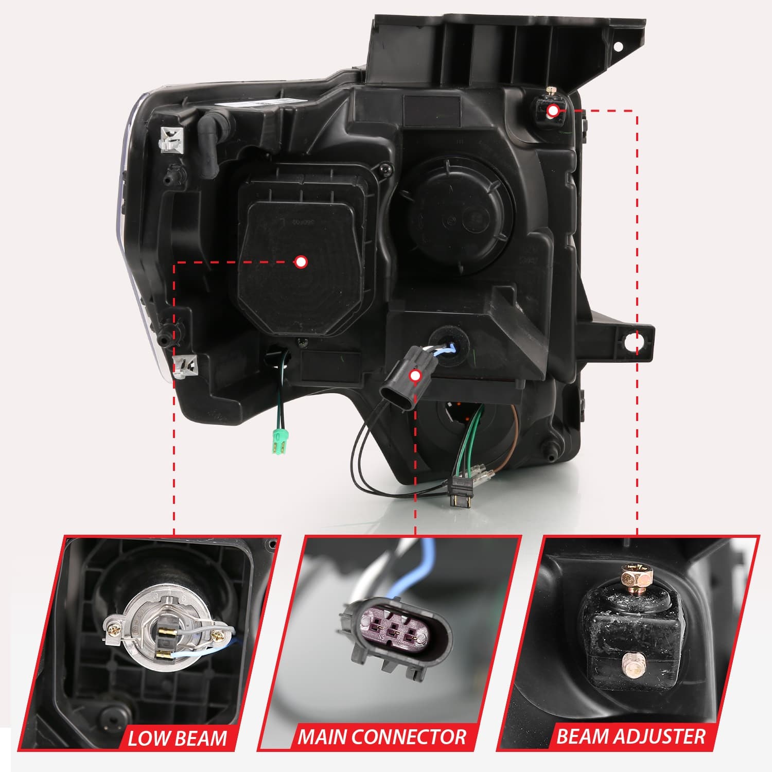 Projector Headlight Set w/Halo; w/Switchback; G4; Chrome w/Amber; Pair; product image