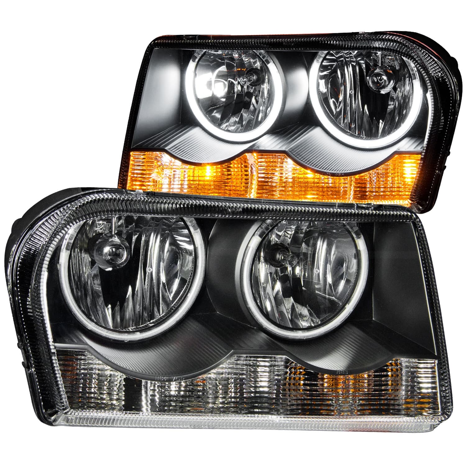 ANZO USA 2005-2008 CHRYSLER 300 CRYSTAL BLACK WITH HALO (CCFL) Lighting (EXC LIMITED) SET