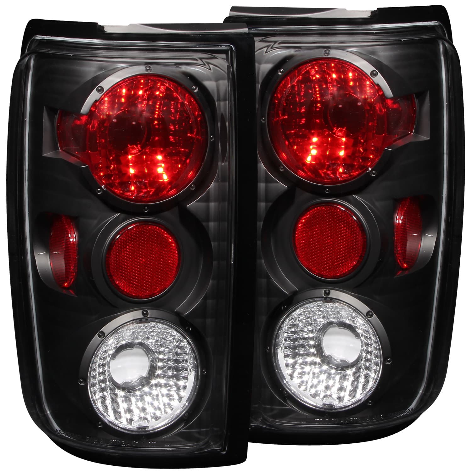 ANZO USA Tail Light Assembly; Clear Lens; Black Housing; Pair;