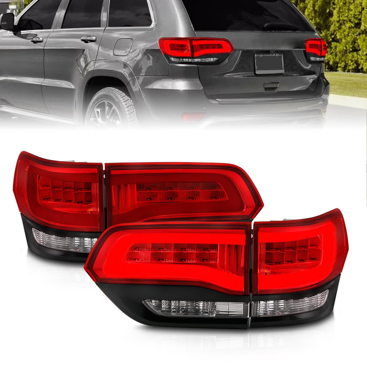 2014-2016 JEEP GRAND CHEROKEE LED Taillights Red/Clear product image
