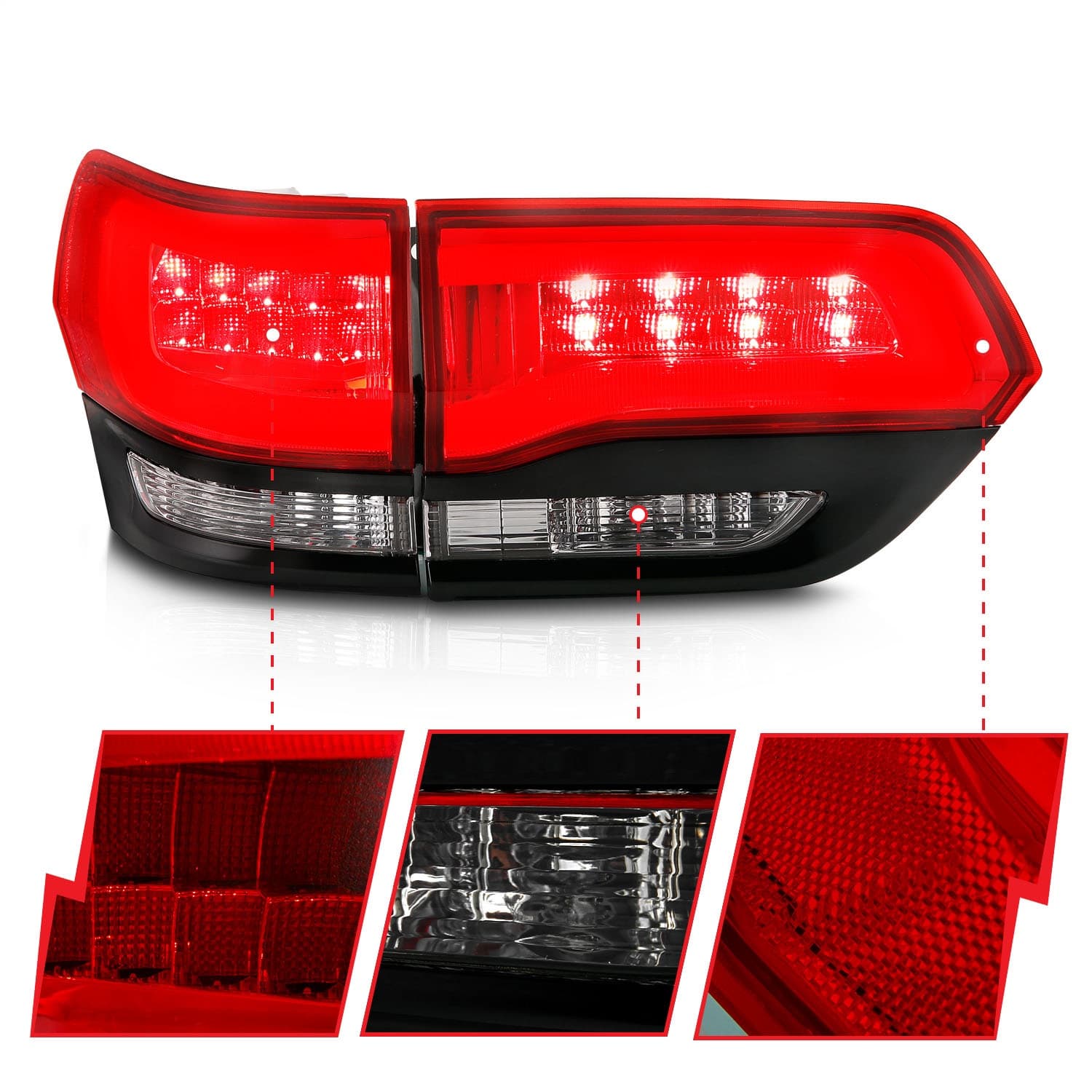 2014-2016 JEEP GRAND CHEROKEE LED Taillights Red/Clear product image