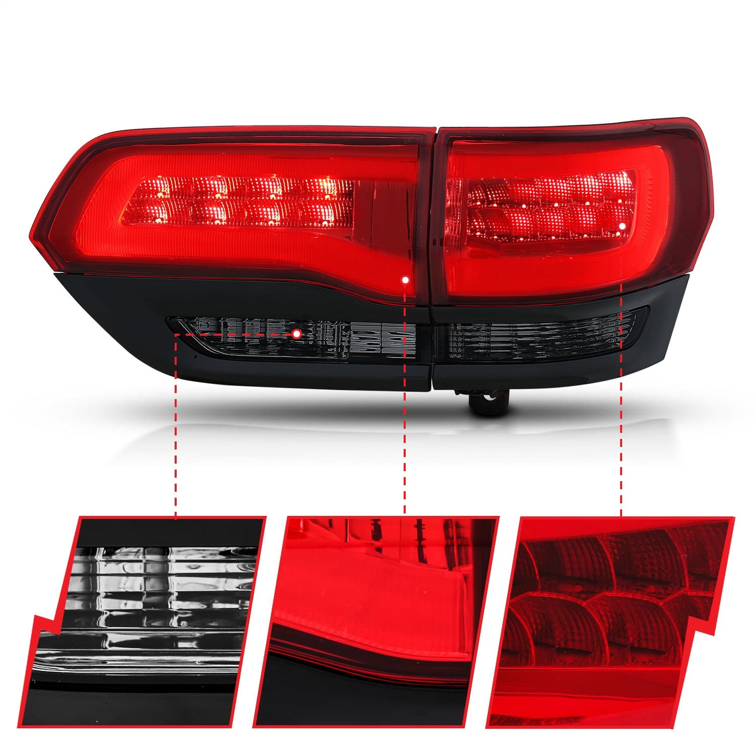 1416 GRAND CHEROKEE LED TAILLIGHTS RED/SMOKE DRIVER/PASSENGER product image