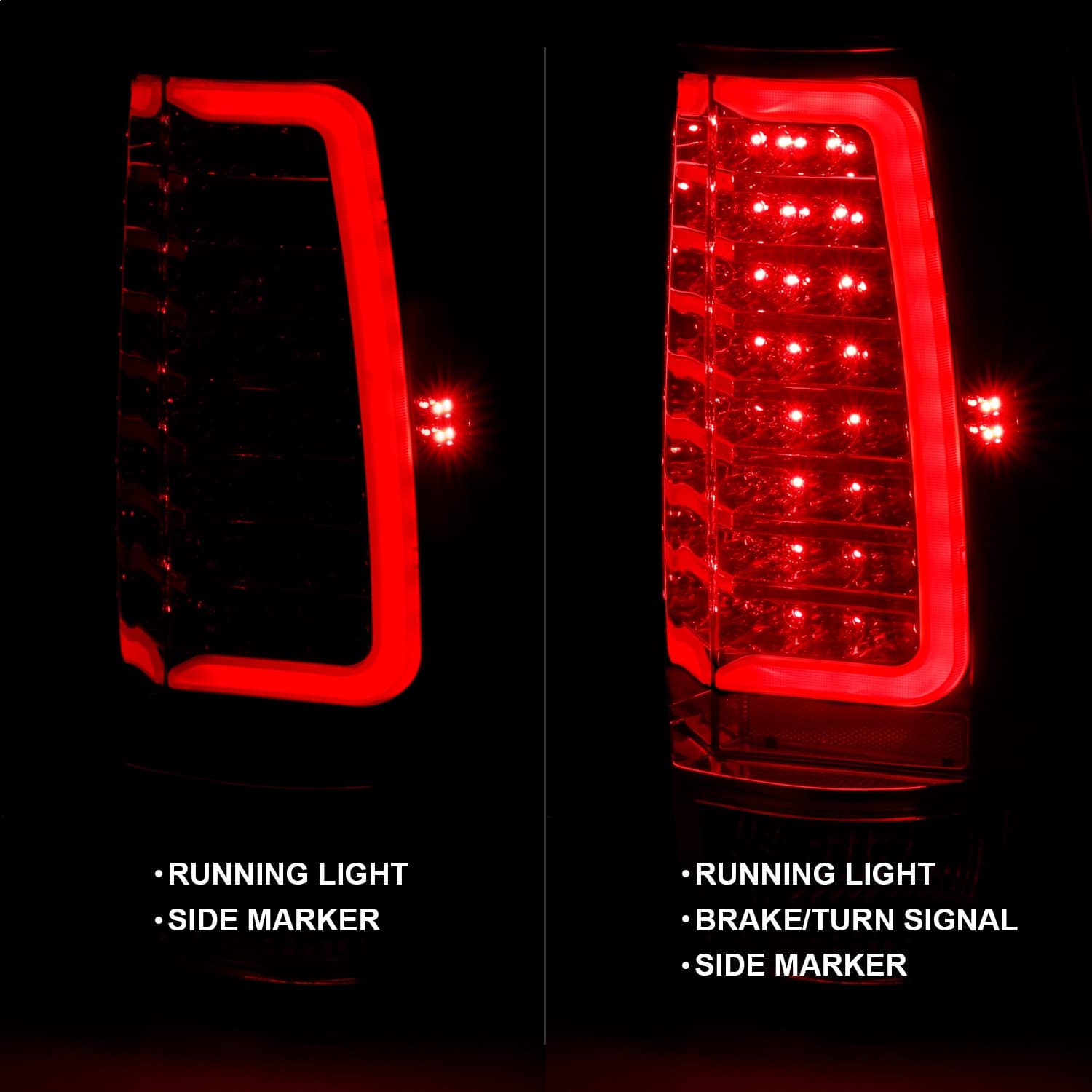 LED Tail Light Assembly; LED; Red/Clear Lens; Chrome Housing; w/Plank Style Design; Pair; product image