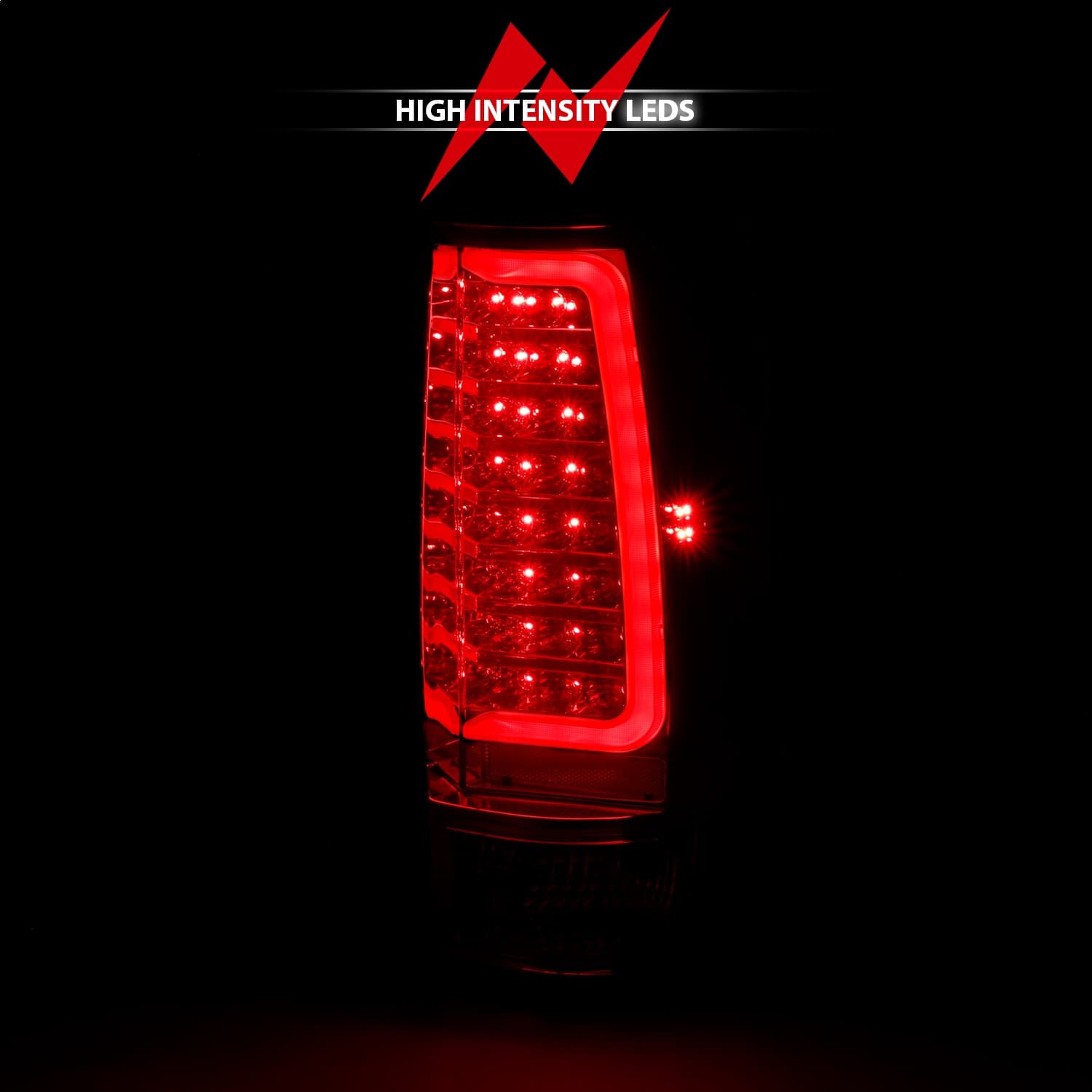 LED Tail Light Assembly; LED; Red/Clear Lens; Chrome Housing; w/Plank Style Design; Pair; product image