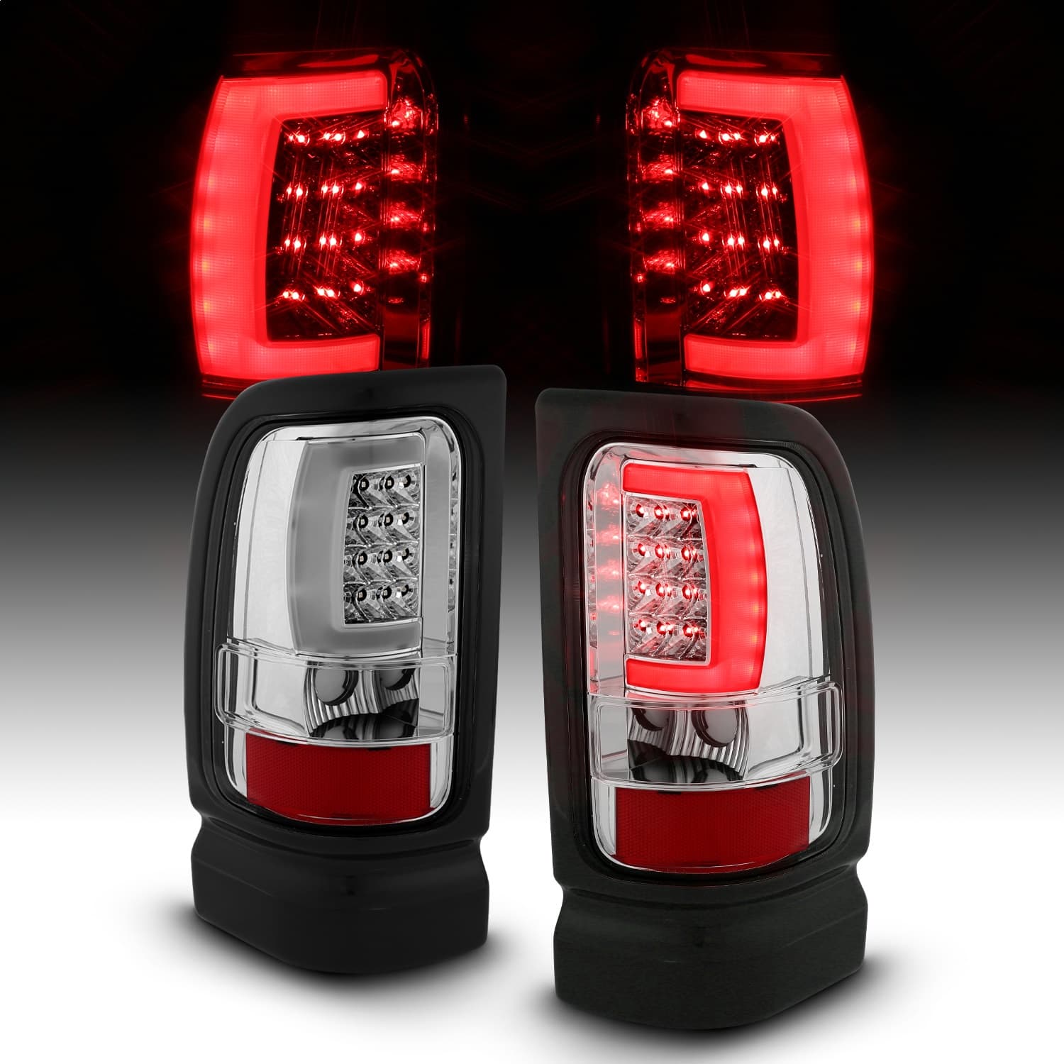 9401 RAM 1500/ 9402 RAM 2500/3500 LED TAILLIGHTS PLANK STYLE CHROME W/ CLEAR L product image