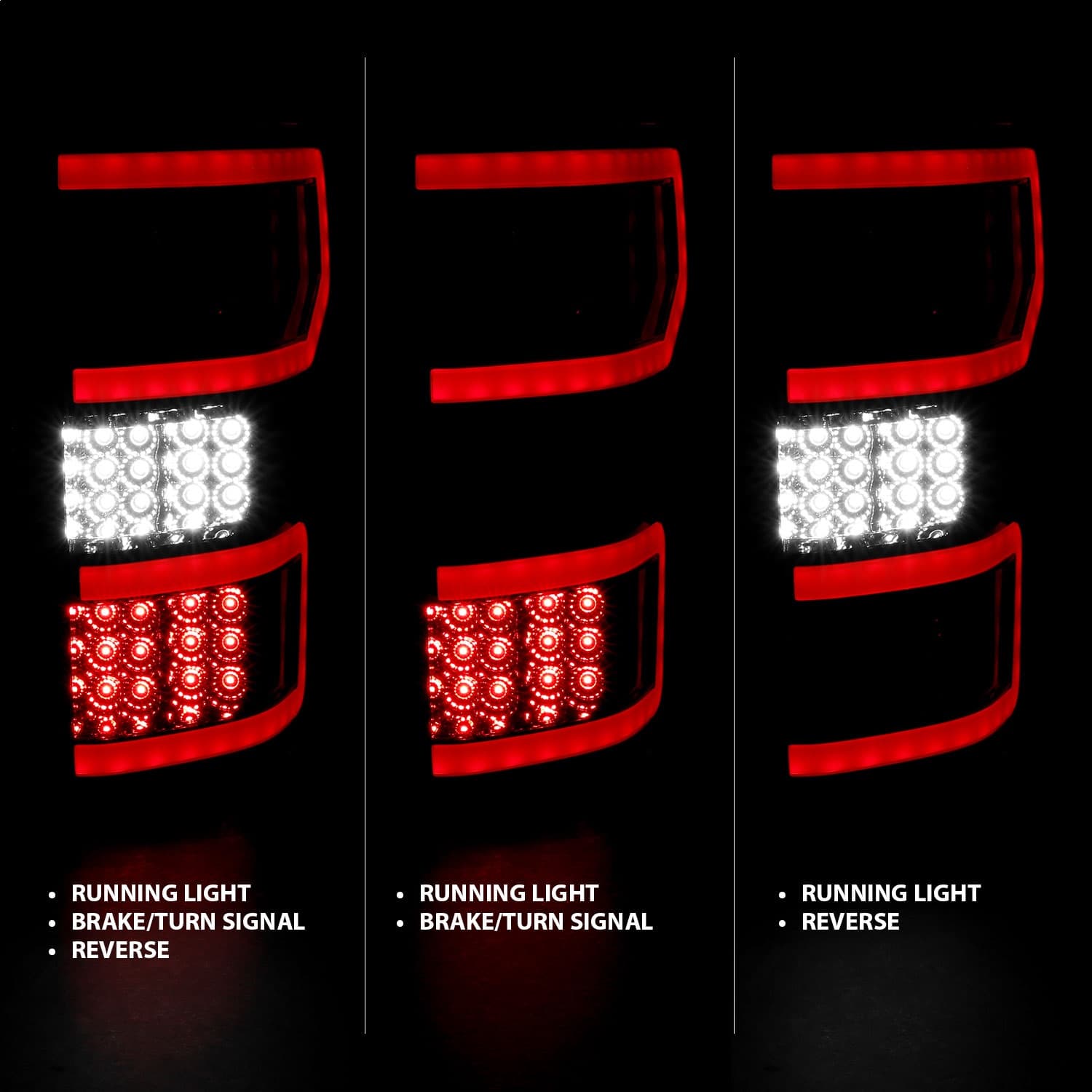 LED Tail Light Assembly; LED; Smoked Lens; Black Housing; Red/White Light Color; Pair; product image