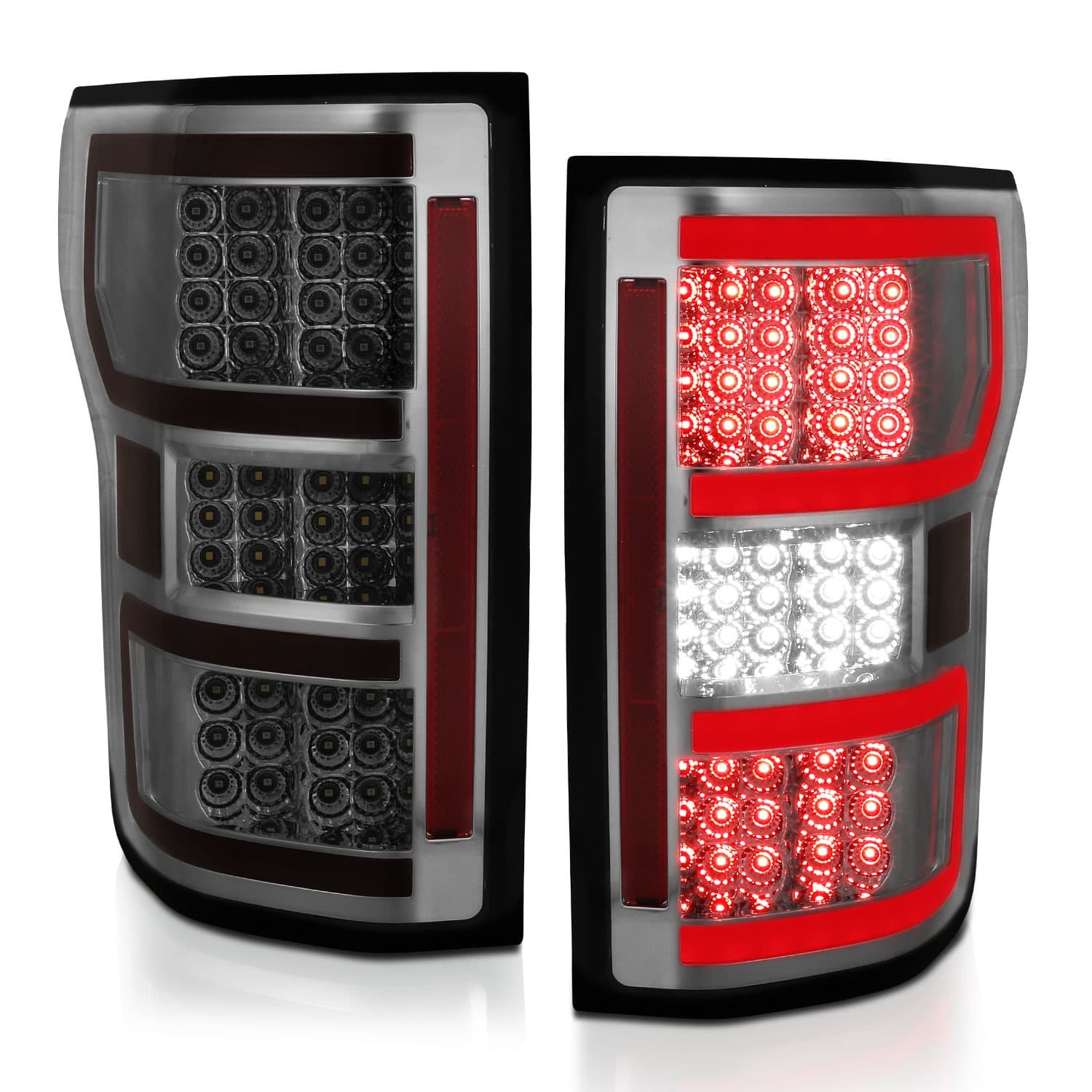 LED Tail Light Assembly; LED; Smoked Lens; Black Housing; Red/White Light Color; Pair; product image
