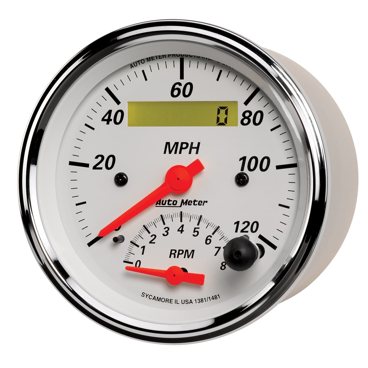 3-3/8 in. TACHOMETER/SPEEDOMETER COMBO, 8K RPM/120 MPH, ARCTIC WHITE product image