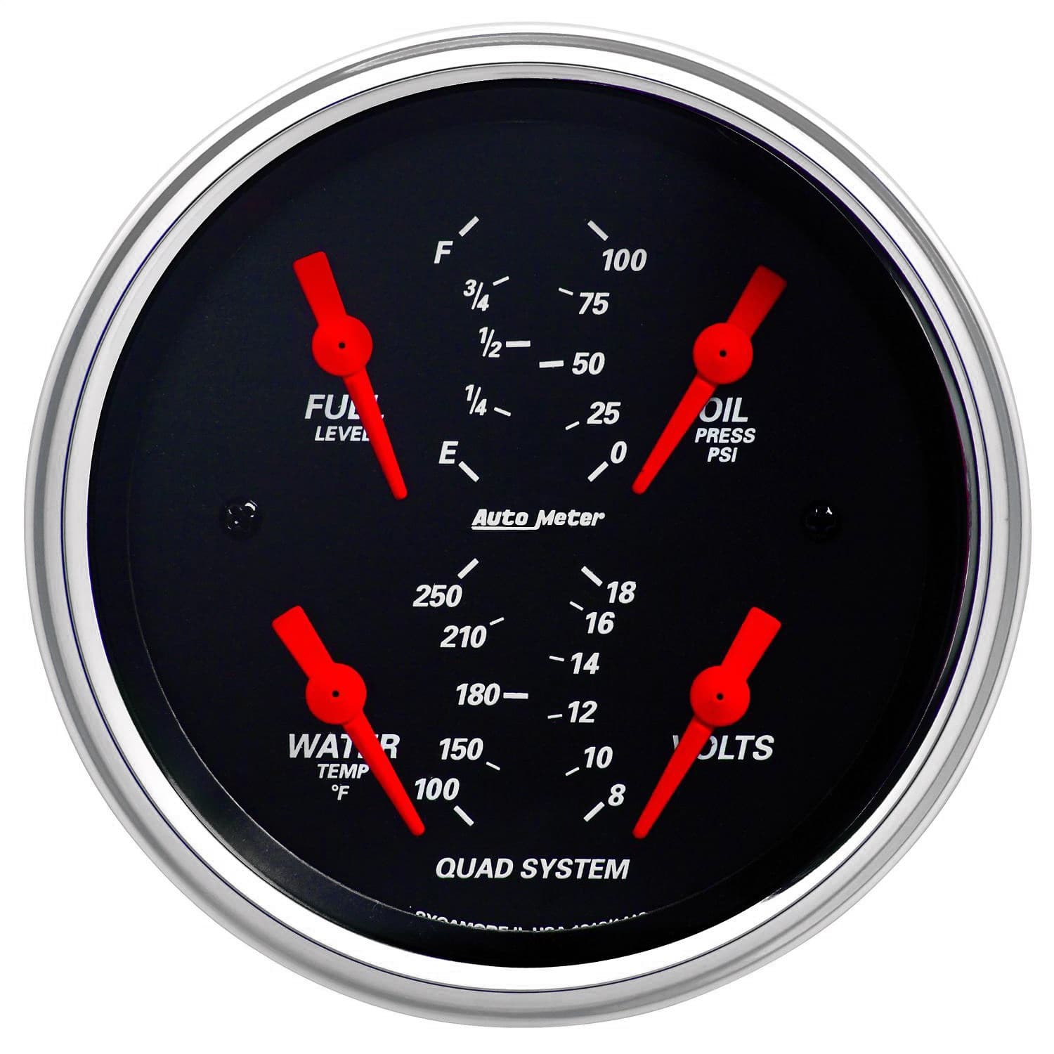 3-3/8 in. QUAD GAUGE, 100 PSI/100-250 Fahrenheit/8-18V/240-33 O, DESIGNER BLACK product image