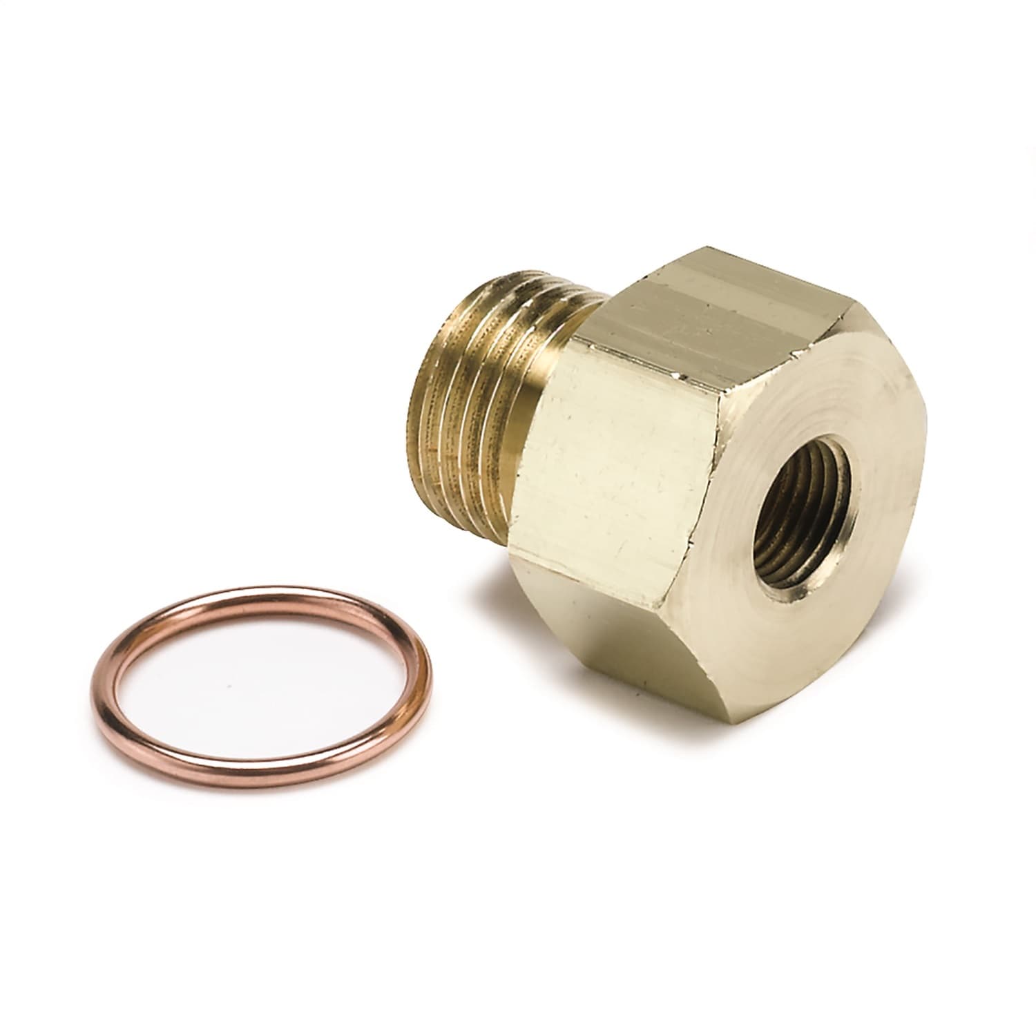 AutoMeter 2268 FITTING, ADAPTER, METRIC, M16X1.5 MALE TO 1/8 NPTF FEMALE, BRASS product image