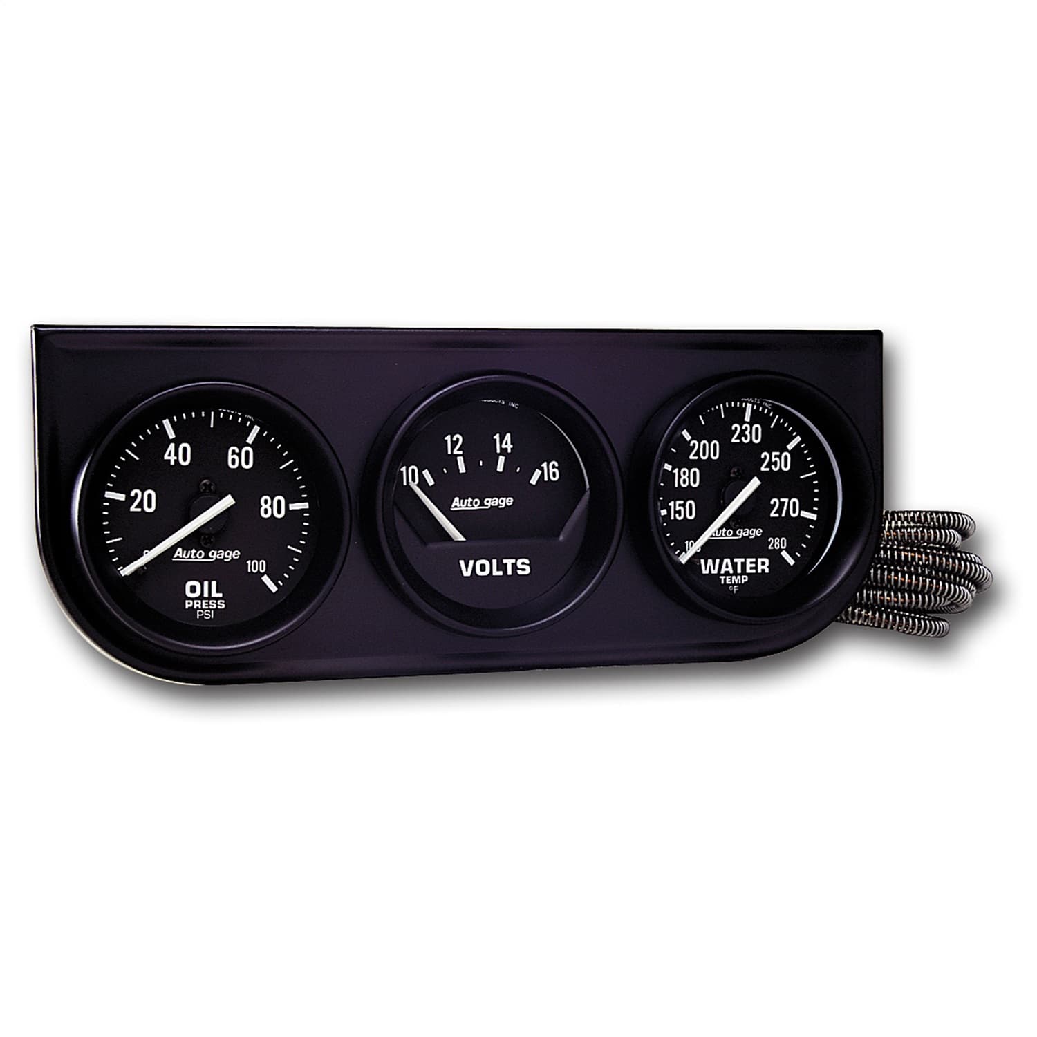 AutoMeter 2397 GAUGE CONSOLE, OILP/WTMP/VOLT, 2, 100PSI/280?F/18V, MECH BLK DIAL, BLK BZL, AG product image