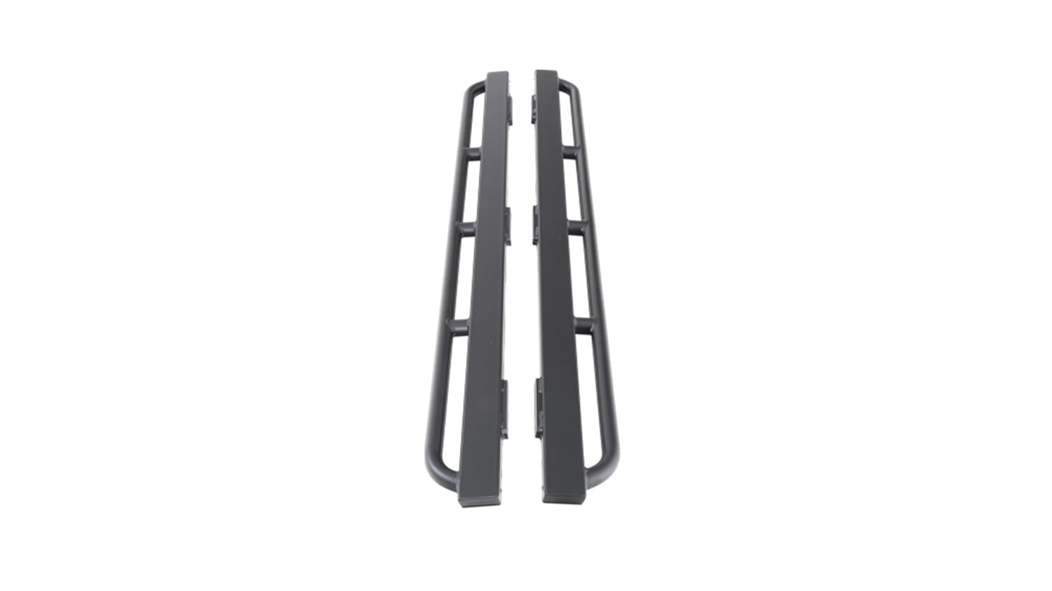 Rockcrawler Side Guards; 2 in. X 3 in. Rectangle Tube w/Tapered/Enclosed/Welded Ends And Additional 1.5 in. X 0.140 in. Wall Kick Out Tube; Textured Black Powder Coat; product image