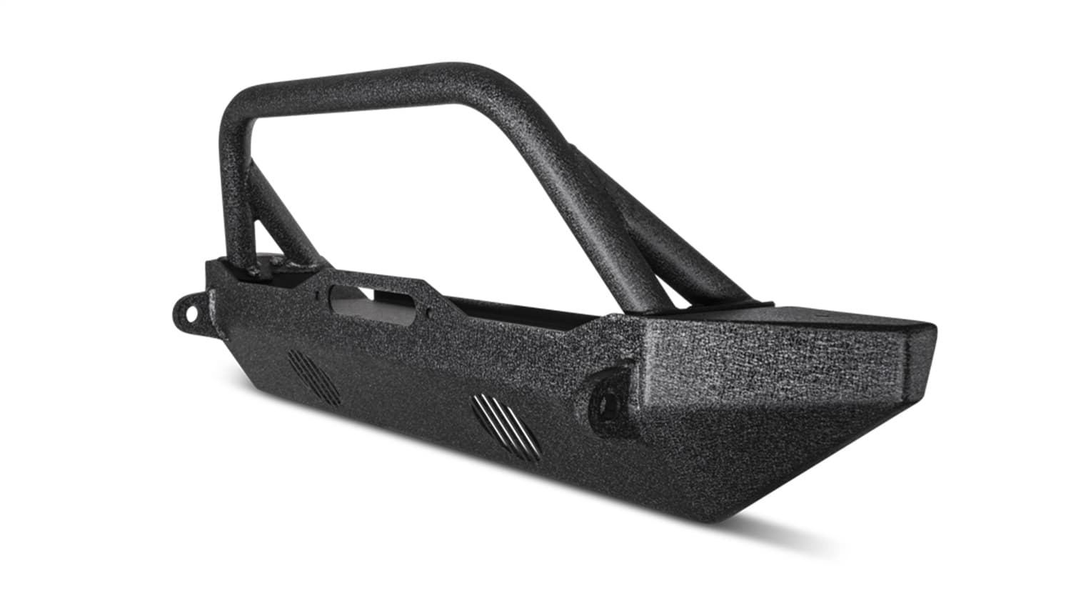 Front Base Bumper; Mid-Width Design; Two Welded D-Ring Mounts; 3/16 in. Steel Plate; Textured Black; product image