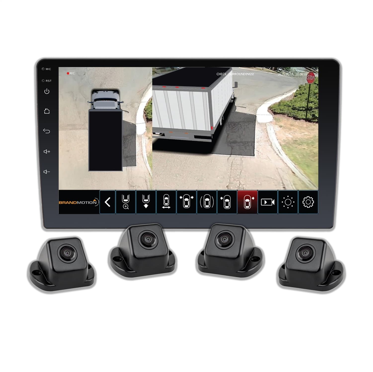 SurroundVUEâ„¢ 360 Degrees System; 360-Degree Birds-Eye View; DVR Recording; Multiple Vewing Options; Integrates Into Virtually Any Commerical Vehicle; product image