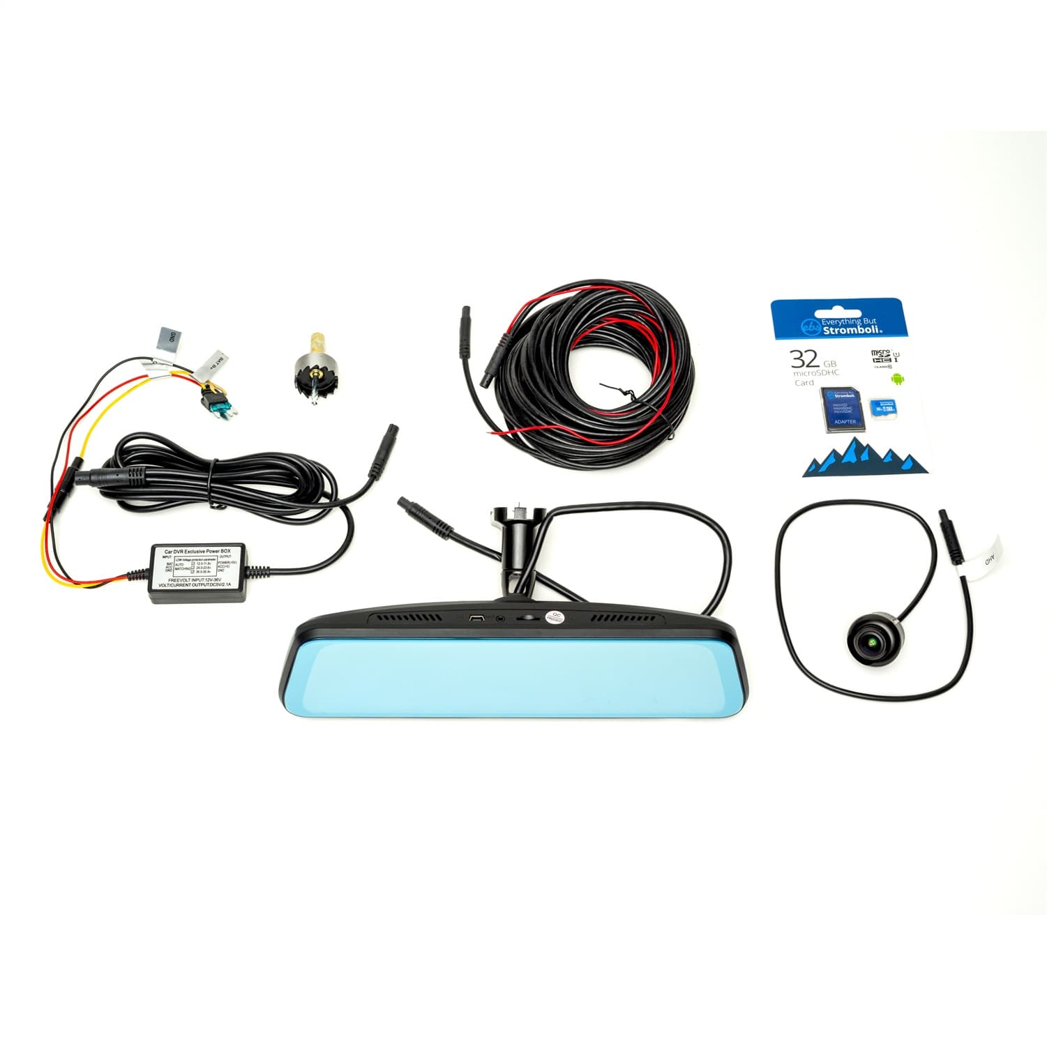 FullVUE® AHD Mirror Vision System w/Adjustable Snap-In Cam; Snap In Camera w/21M Harness; Built In Dashcam; Gridlines Available; 32 GB SD Card Incl.; product image