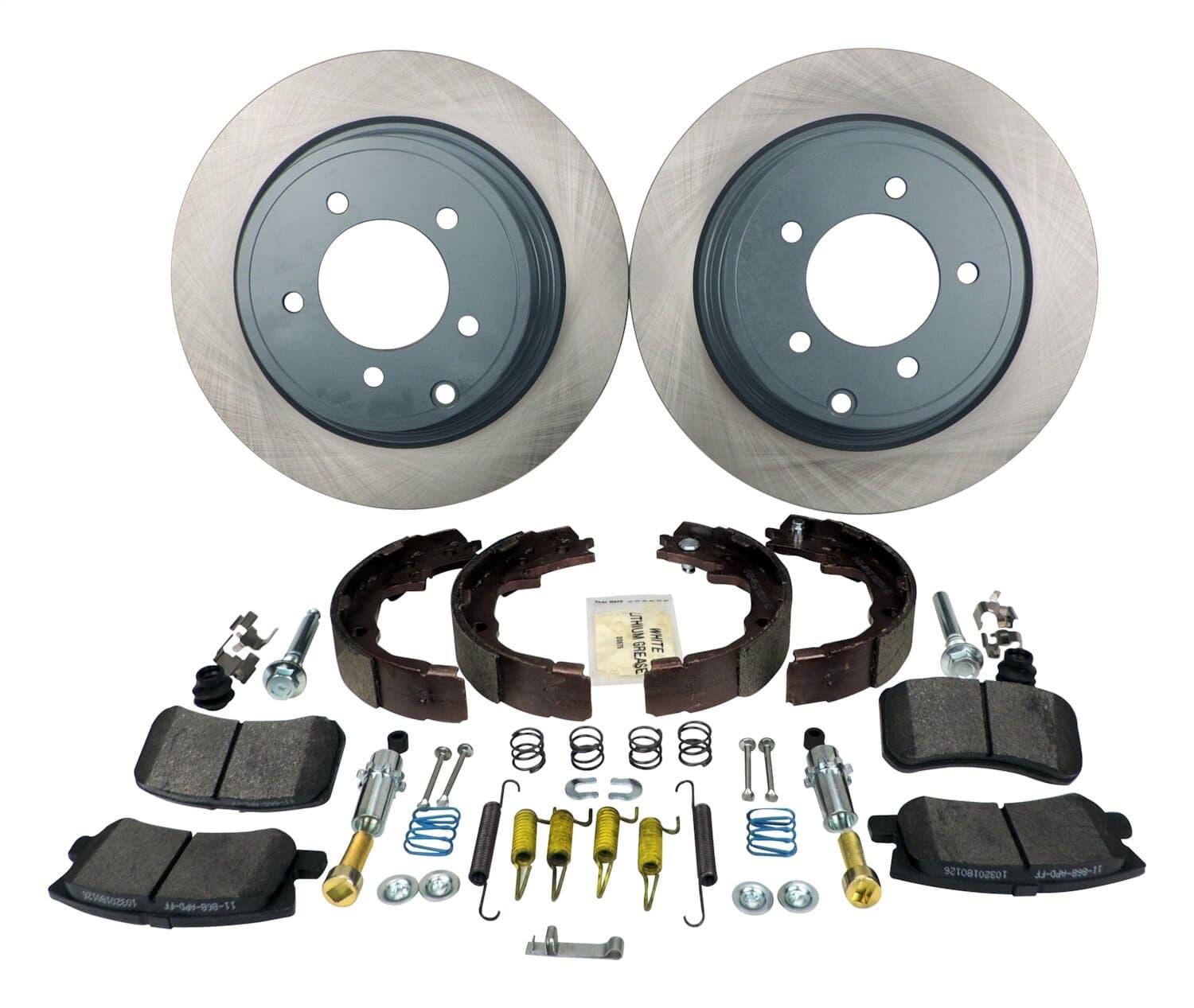Disc Brake Service Kit; Incl. Existing Hardware; Steel; Semi-Metallic; Rubber; Rear; Left /Right; product image