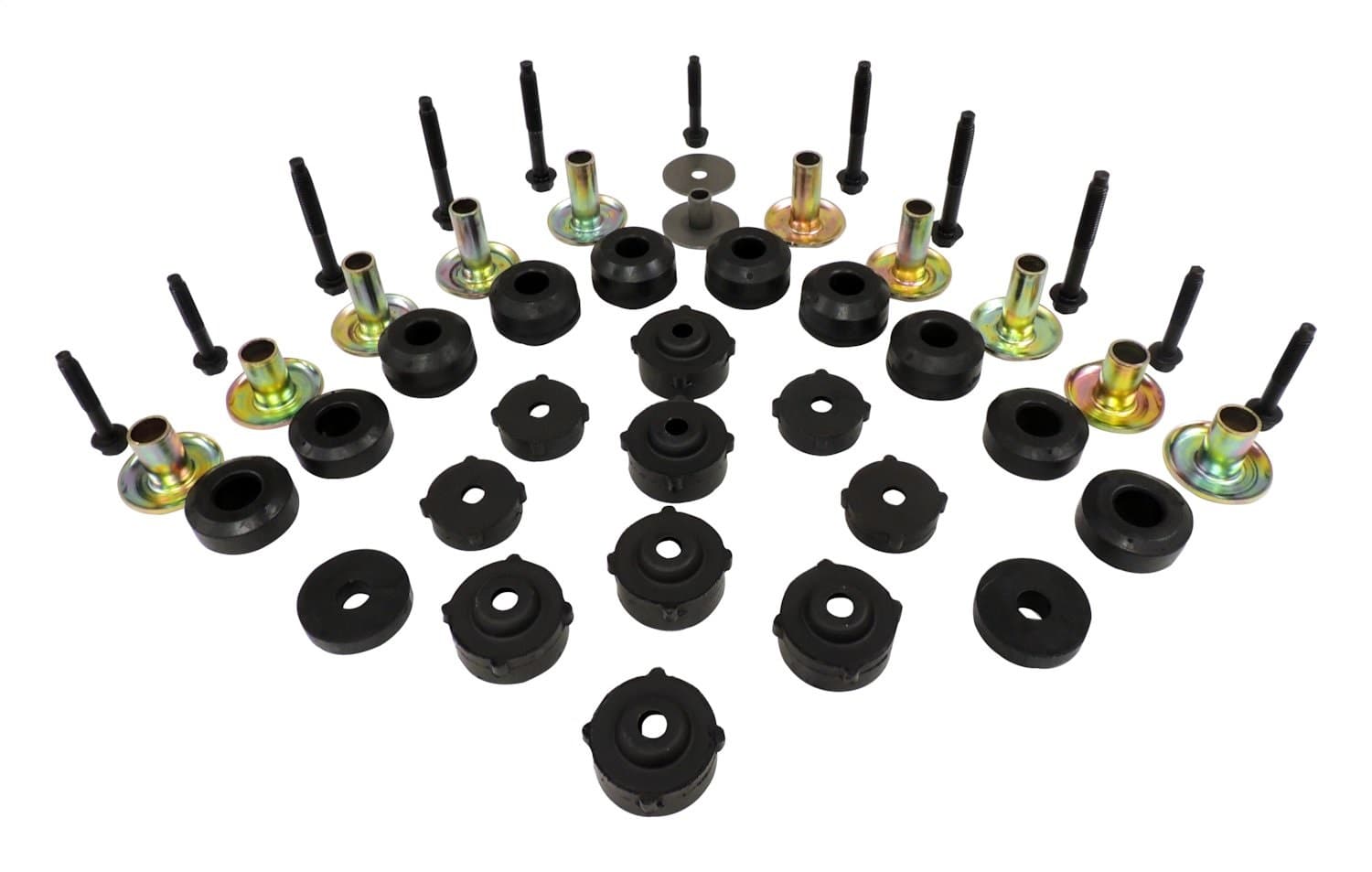 Body Mount Master Kit; Incl. Upper/Lower Grille Mount Bushings; Retainers; Washer; Bushings; Bolts; w/Steel Body; product image