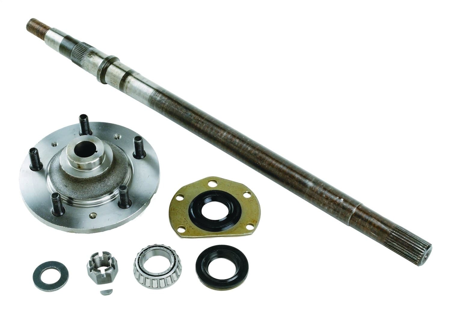 1976-1983 CJ-5 CJ Left (Driver Side); Includes: Axle Shaft (26-1/4in long) Hub Bearing Seals Nut Washers Key & Instruction Sheet 1976-1981 CJ-7 CJ Left (Driver Side); Includes: Axle Shaft (26-1/4in long) Hub Bearing Seals Nut Washers Key & product image