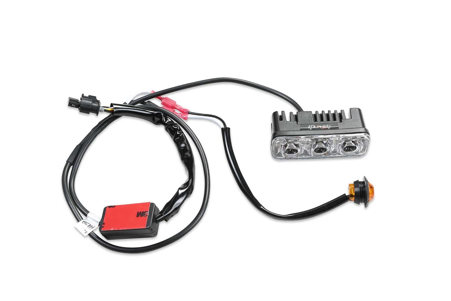 Tube Fenders; 7.5 in. Wide; Front; Steel; Texture Black; Incl. Plug And Play LED Light Kit; product image