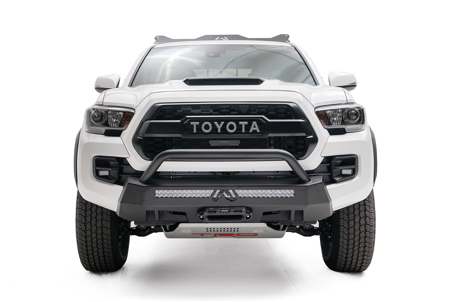 Fab Fours 16C TACOMA WINCH MOUNT LOW PRERUNNER GUARD MATTE BLACK(SENSORS MUST BE INSIDE GRILLE EMBLEM)