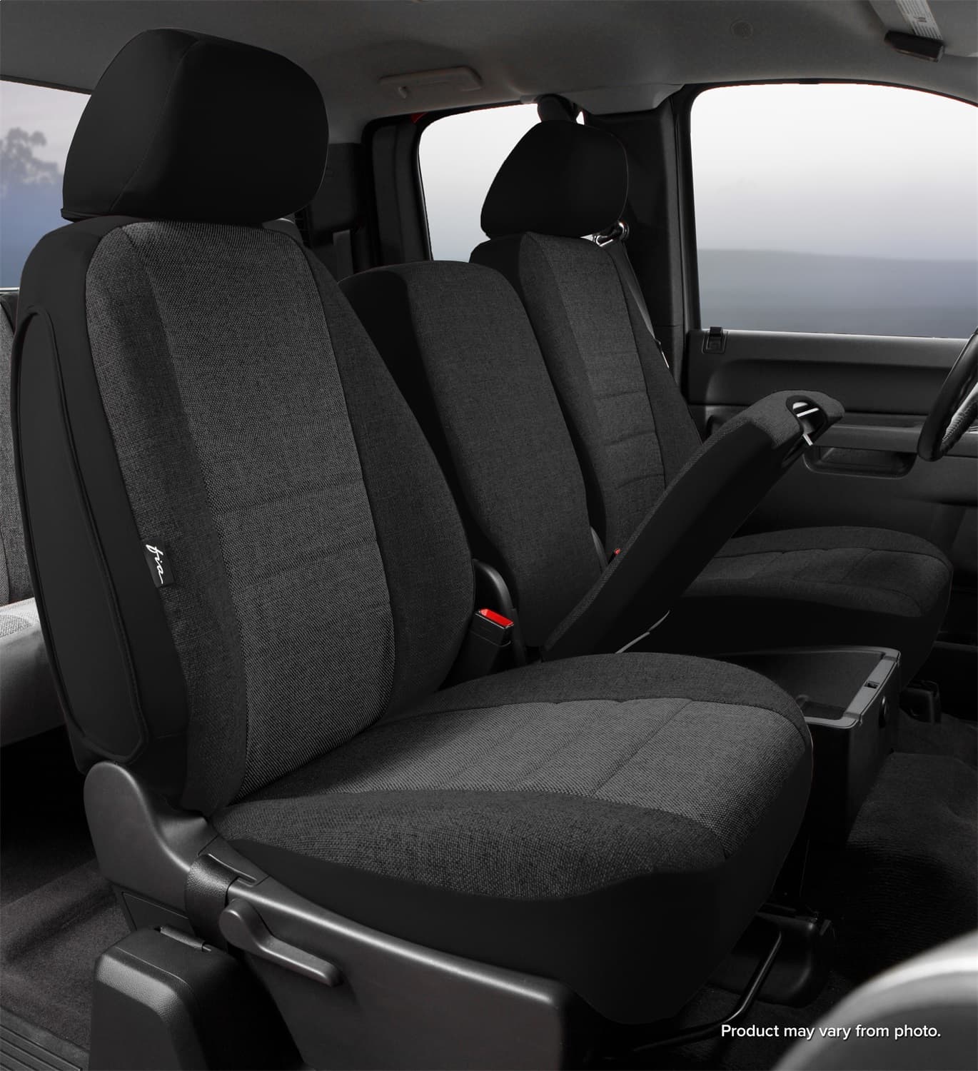 OEâ„¢ Custom Seat Cover; Tweed; Charcoal; Split Seat 40/20/40; Adj. Headrests; Armrest/Storage; product image