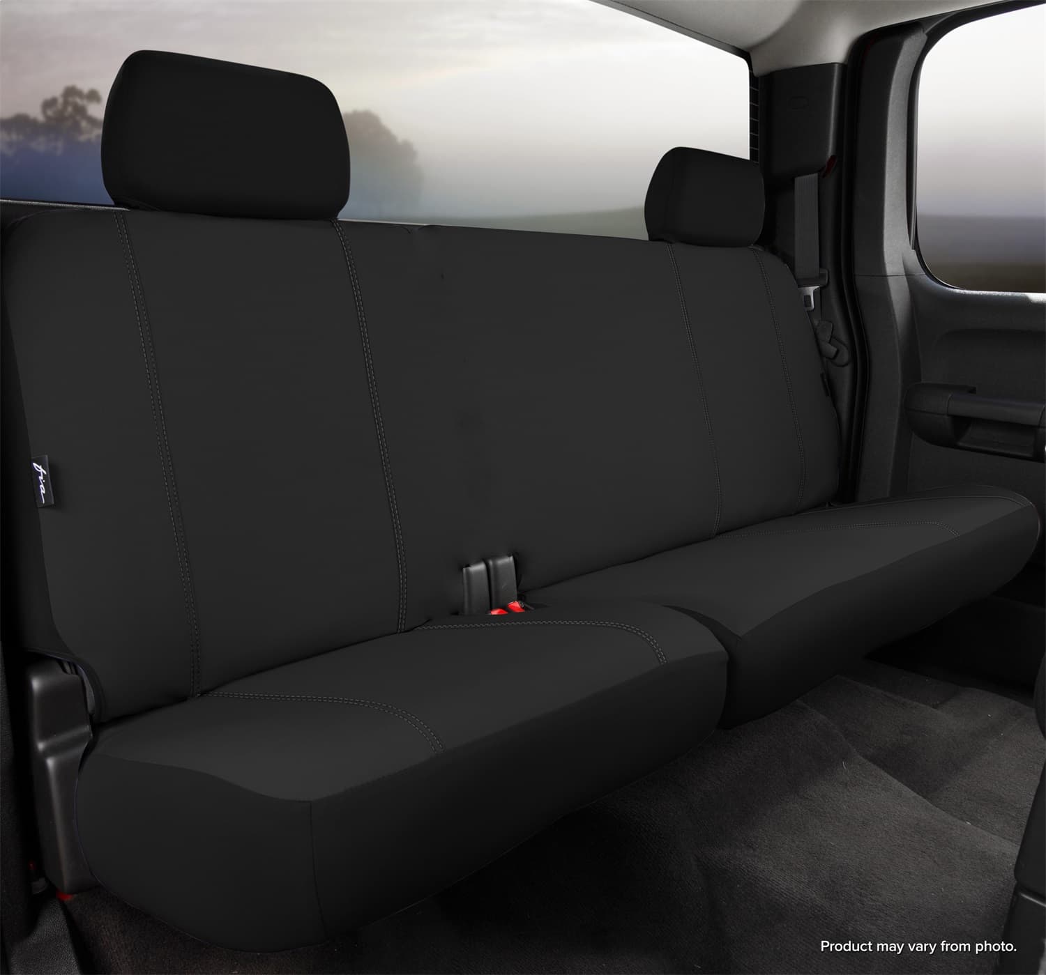 Seat Protectorâ„¢ Custom Seat Cover; Black; Split Seat 60/40; Solid Backrest; Adjustable Headrests; Built In Center Seat Belt; product image