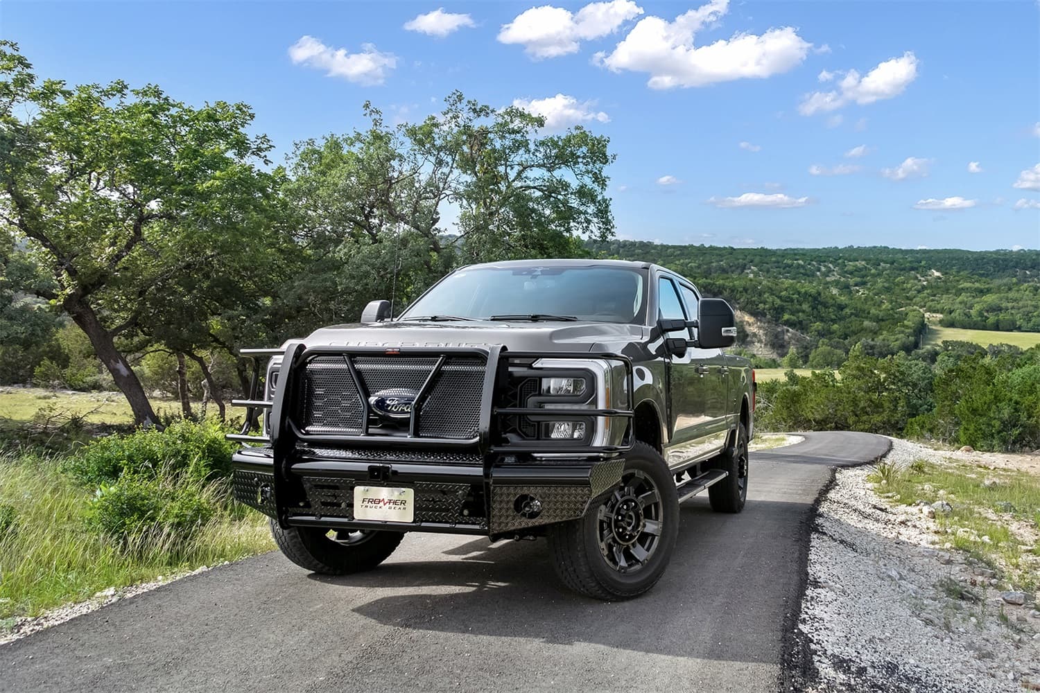 Commercial Front Bumper Replacement; Welded 2 in. Receiver; Accommodates Factory Camera;